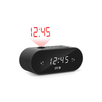 Time visible on LED screen and projected on the ceiling